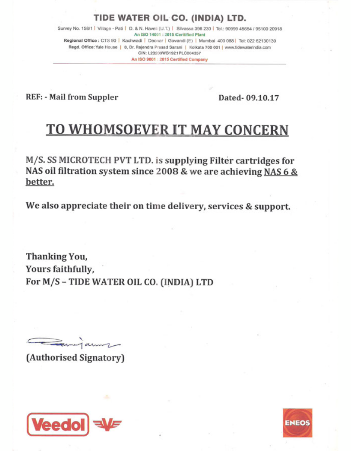 Tide Water NAS certificate